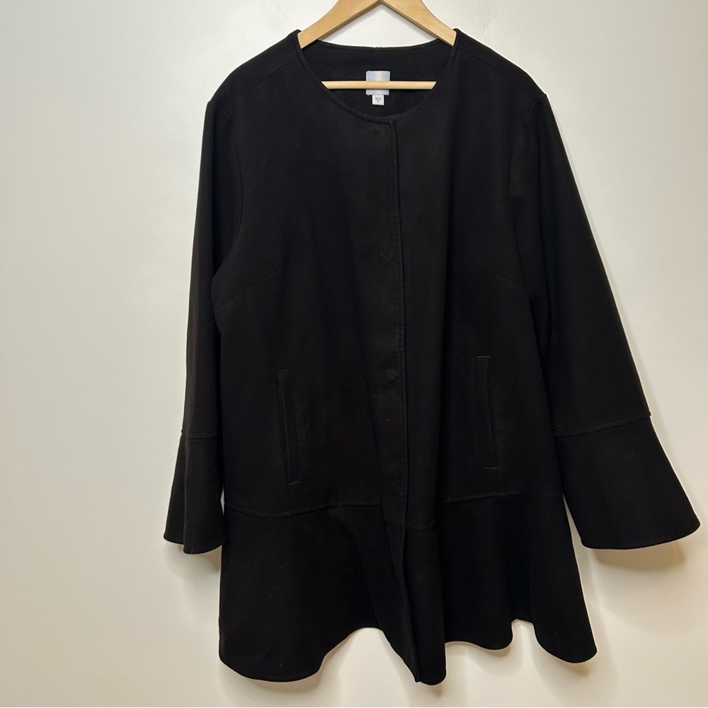 J. Jill Vintage Dark Black Wool Overcoat Women Size 2X Career Mature Business - Picture 2 of 12
